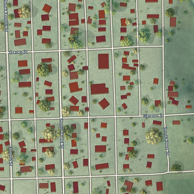 Close-up of the map of Howells, Nebraska print showing street and building detail