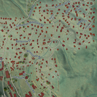 Close-up of the map of Mount Crested Butte, Colorado print showing street and building detail