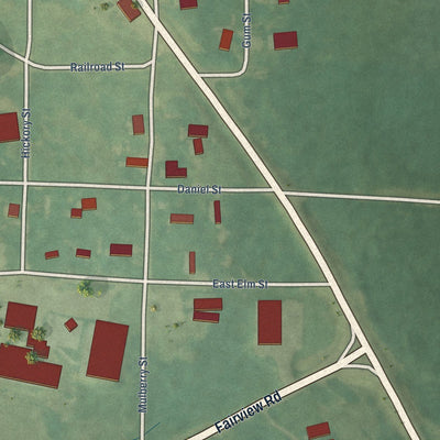 Close-up of the map of Fountain Hill, Arkansas print showing street and building detail