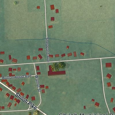 Close-up of the map of Shiloh, New Jersey print showing street and building detail