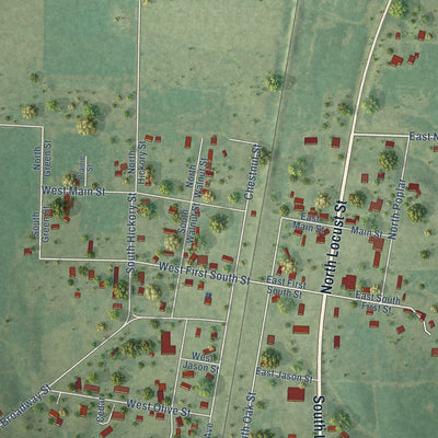 Close-up of the map of Richview, Illinois print showing street and building detail