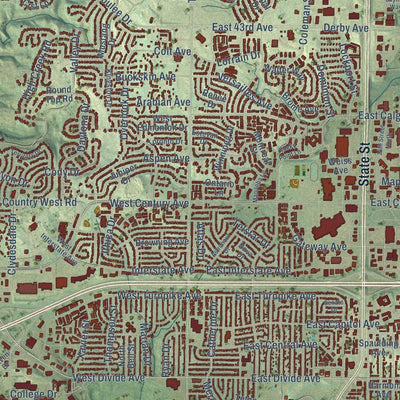 Close-up of the map of Bismarck, North Dakota print showing street and building detail
