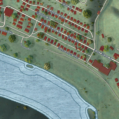 Close-up of the map of Fries, Virginia print showing street and building detail