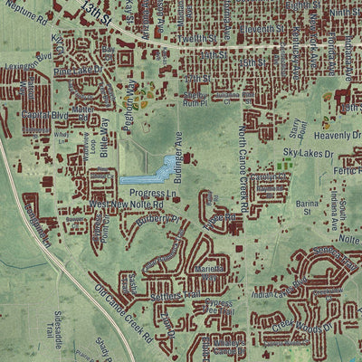 Close-up of the map of St. Cloud, Florida print showing street and building detail