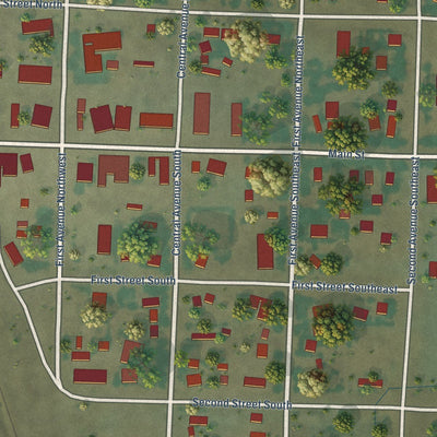 Close-up of the map of Dutton, Montana print showing street and building detail