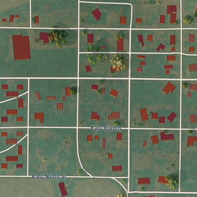 Close-up of the map of Olustee, Oklahoma print showing street and building detail