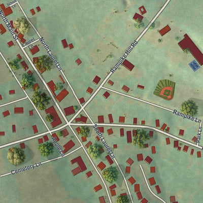 Close-up of the map of Bendersville, Pennsylvania print showing street and building detail