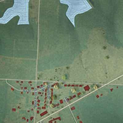 Close-up of the map of Perrytown, Arkansas print showing street and building detail