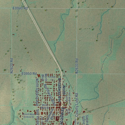 Close-up of the map of Geary, Oklahoma print showing street and building detail
