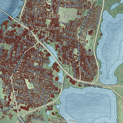 Close-up of the map of Fall River, Massachusetts print showing street and building detail