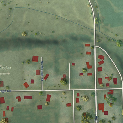 Close-up of the map of Adeline, Illinois print showing street and building detail