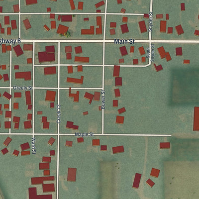 Close-up of the map of Helena, Ohio print showing street and building detail