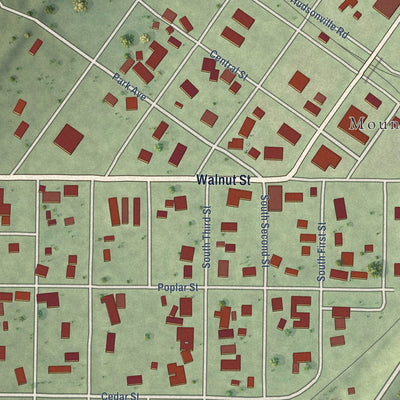 Close-up of the map of Mound City, Illinois print showing street and building detail