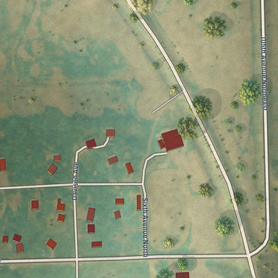 Close-up of the map of Lawton, North Dakota print showing street and building detail