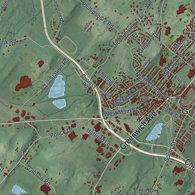 Close-up of the map of the Town of Goshen, New York print showing street and building detail
