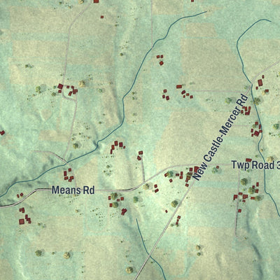 Close-up of the map of Wilmington, Mercer County, Pennsylvania print showing street and building detail