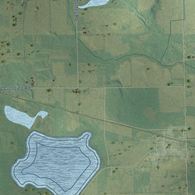 Close-up of the map of Otsego, Wisconsin print showing street and building detail