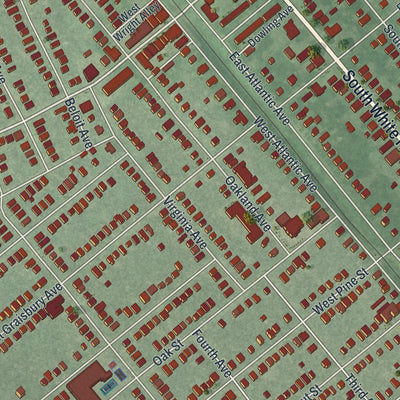 Close-up of the map of Audubon, New Jersey print showing street and building detail