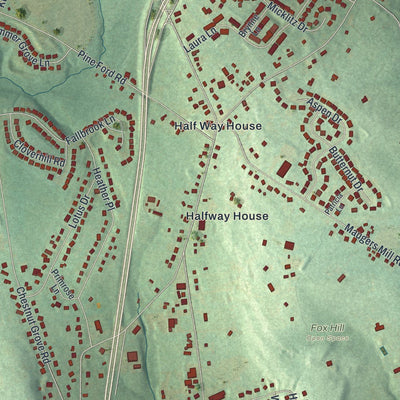 Close-up of the map of Upper Pottsgrove, Pennsylvania print showing street and building detail