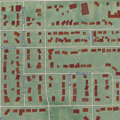 Close-up of the map of Auburn, Michigan print showing street and building detail