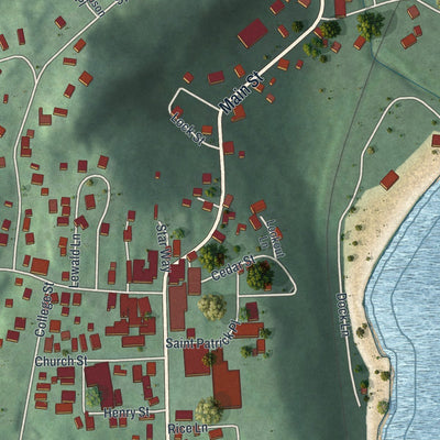 Close-up of the map of Port Henry, New York print showing street and building detail