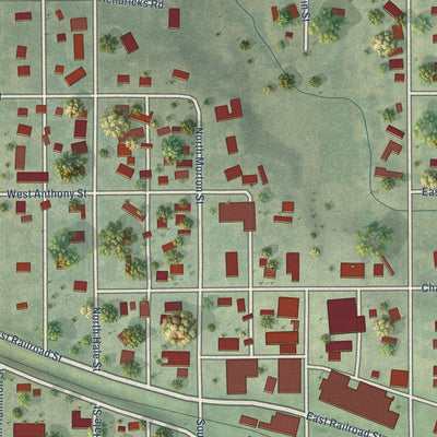 Close-up of the map of Eustis, Nebraska print showing street and building detail