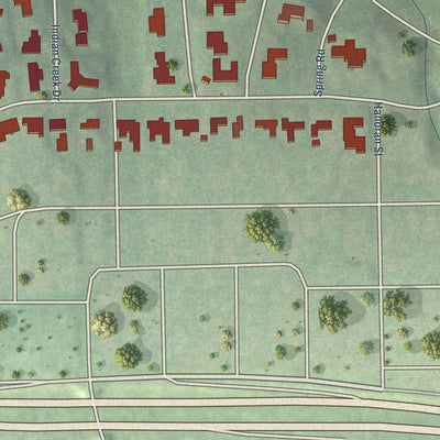 Close-up of the map of Westover Hills, Texas print showing street and building detail