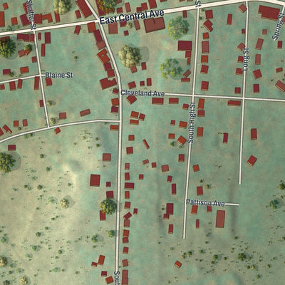 Close-up of the map of East Bangor, Pennsylvania print showing street and building detail