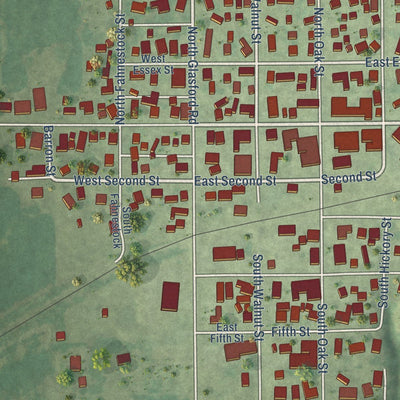 Close-up of the map of Glasford, Illinois print showing street and building detail