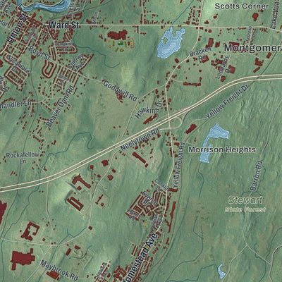 Close-up of the map of the Town of Montgomery, New York print showing street and building detail