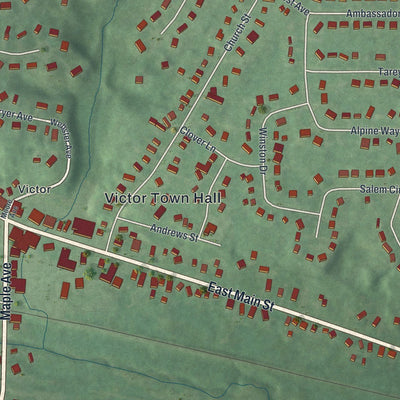 Close-up of the map of the Village of Victor, New York print showing street and building detail