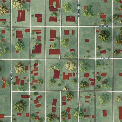 Close-up of the map of Butte, Nebraska print showing street and building detail