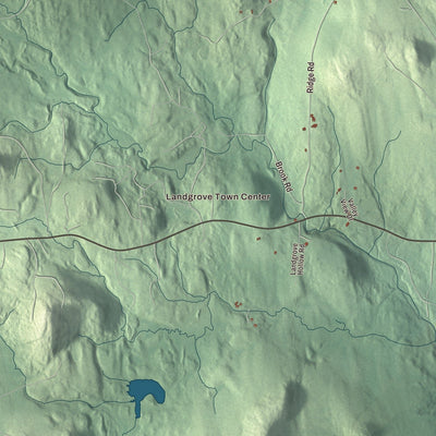 Close-up of the map of Landgrove, Vermont print showing streets and neighborhoods