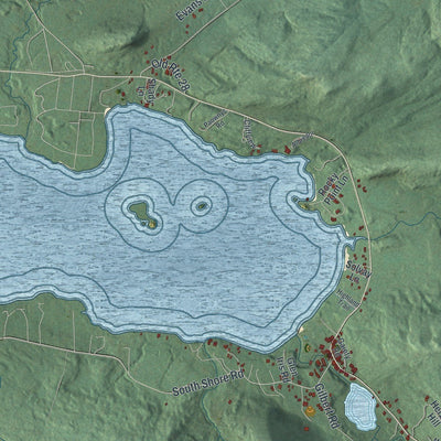 Close-up of the map of Inlet, New York print showing street and building detail