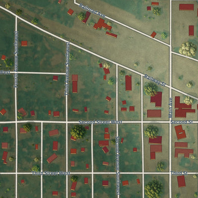 Close-up of the map of Zeeland, North Dakota print showing street and building detail