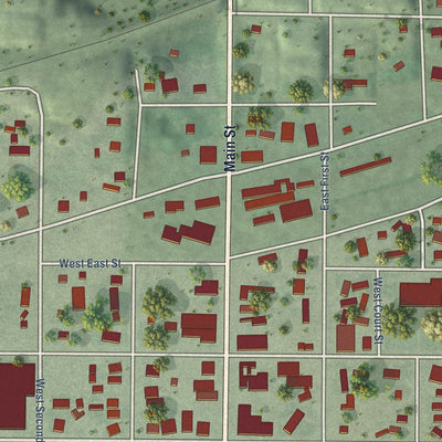 Close-up of the map of Trenton, Nebraska print showing street and building detail