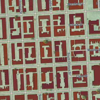 Close-up of the map of Canton, Maryland print showing street and building detail