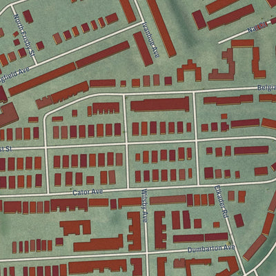 Close-up of the map of Pen Lucy, Maryland print showing street and building detail