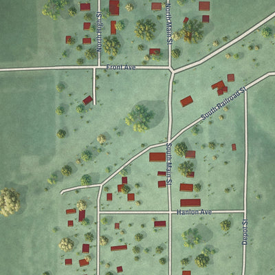 Close-up of the map of Gilead, Nebraska print showing street and building detail