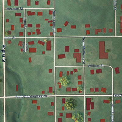 Close-up of the map of Grantfork, Illinois print showing street and building detail