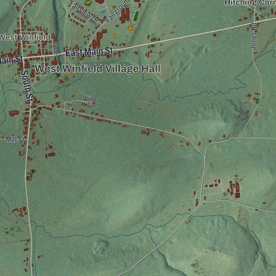 Close-up of the map of Winfield, New York print showing street and building detail