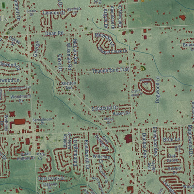 Close-up of the map of Bedford, Monroe County, Michigan print showing street and building detail