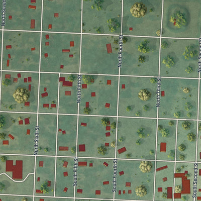 Close-up of the map of Deepwater, Missouri print showing street and building detail