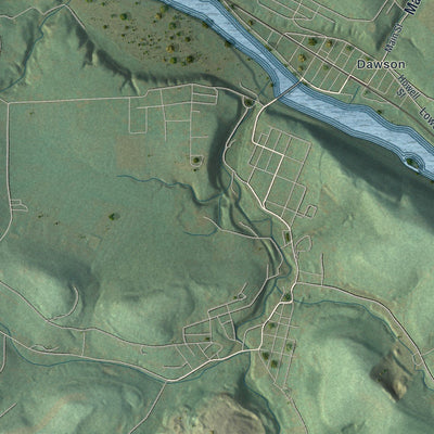 Close-up of the map of Lower Tyrone, Pennsylvania print showing street and building detail