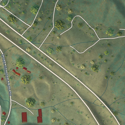 Close-up of the map of Green Mountain Falls, Colorado print showing street and building detail