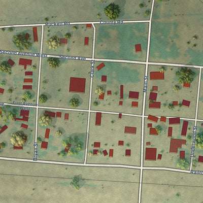 Close-up of the map of Flaxville, Montana print showing street and building detail