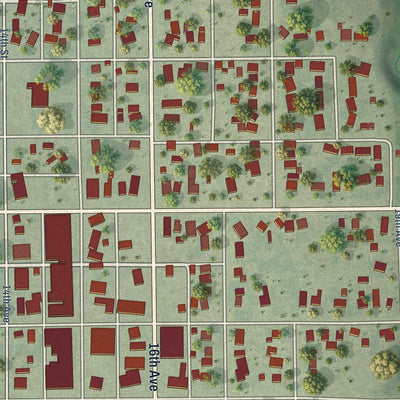 Close-up of the map of Franklin, Nebraska print showing street and building detail