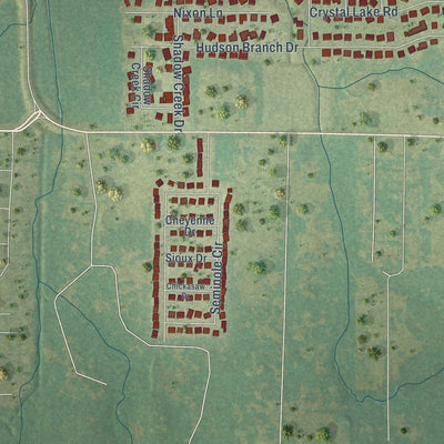 Close-up of the map of Austin, Arkansas print showing street and building detail
