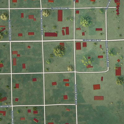 Close-up of the map of Ashton, South Dakota print showing street and building detail