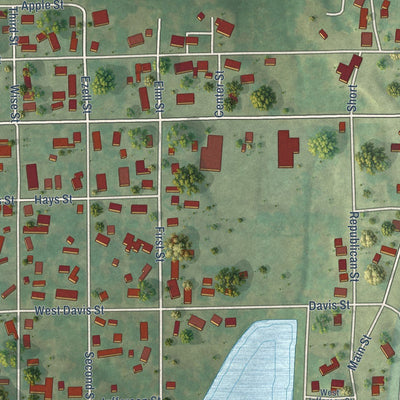 Close-up of the map of Keyesport, Illinois print showing street and building detail